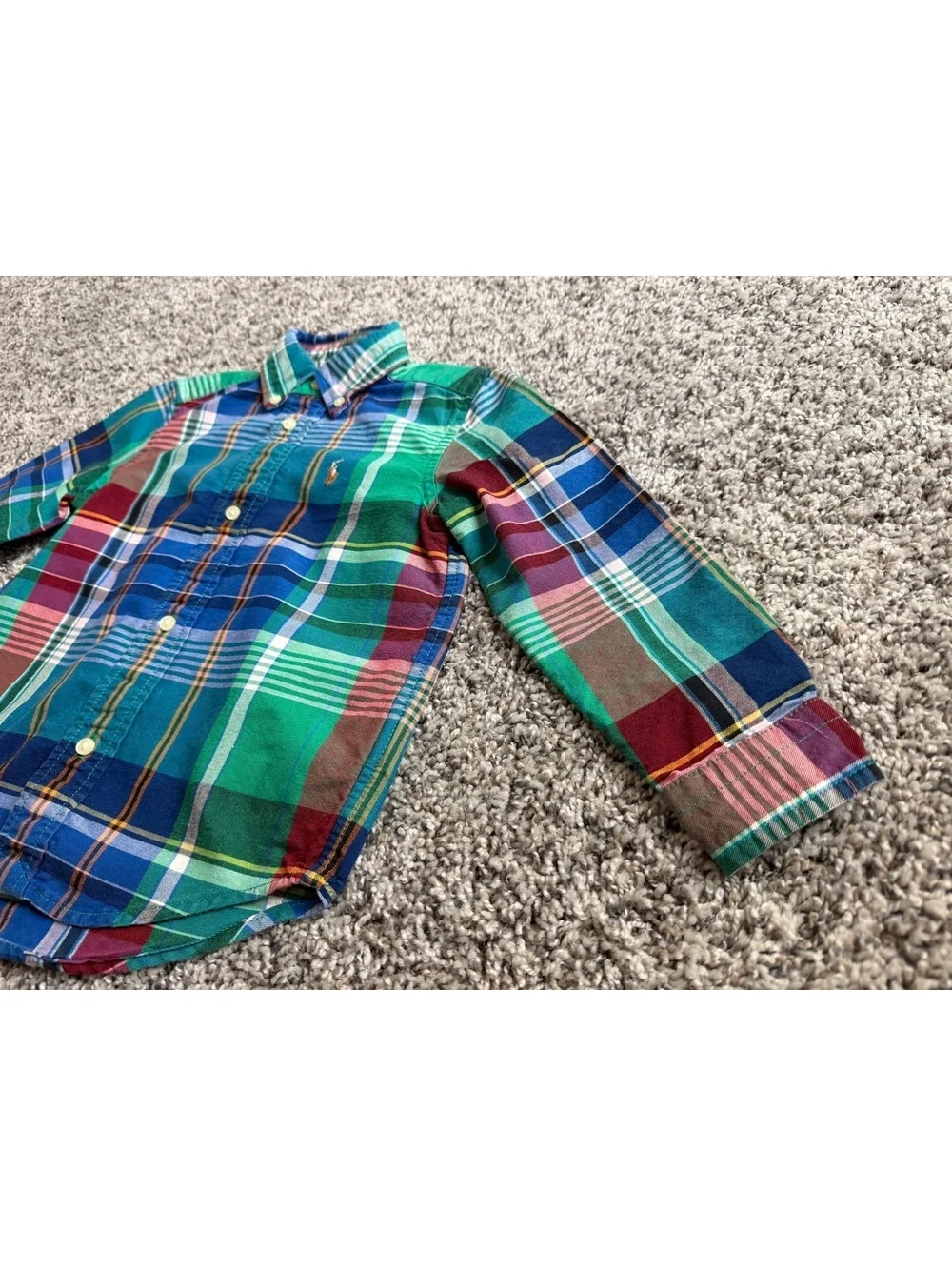 POLO Ralph Lauren Boy's Size 3T Multicolor Plaid 100% Cotton Long Sleeve Shirt